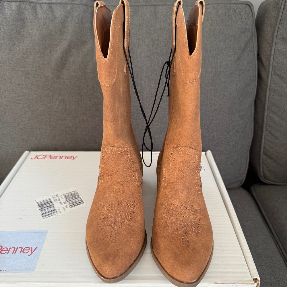 Arizona Jean Co Womens Maybrook Block Heel Cowboy Boots Size 7.5 NIB